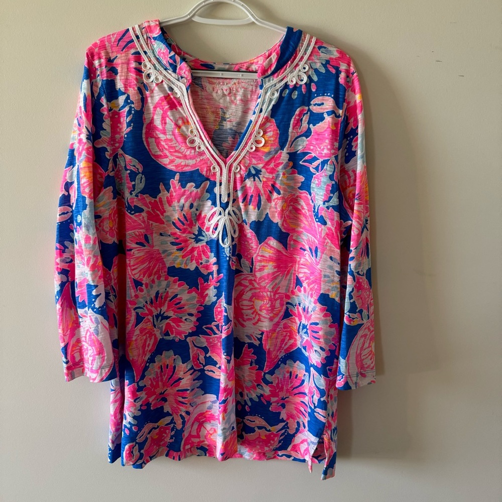 Lilly Pulitzer Kaia Knit Tunic in Bennet Blue Bay Dreamin